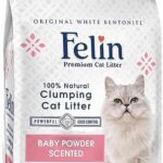 رمل فضلات القطط من سلسلة بريميوم من فيلين (معطر برائحة بودرة الاطفال، 5 لتر)