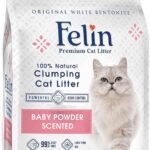 رمل فضلات القطط من سلسلة بريميوم من فيلين (معطر برائحة بودرة الاطفال، 10 لتر)